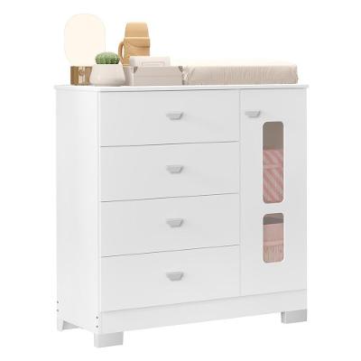 Cômoda Infantil New Katatau 1 Porta E 4 Gavetas Branco Brilho - Reller Móveis Branco Brilho