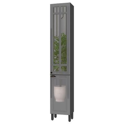 Paneleiro Firenze 40cm 2 Portas Chumbo-titânio Com Vidro Reflecta - Indékes Chumbo-titânio