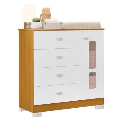 Cômoda Infantil New Katatau 1 Porta E 4 Gavetas Branco Fosco-savana - Reller Móveis Branco Fosco-savana