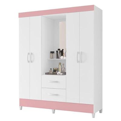 Guarda Roupa Capelinha Mobi 4 Portas Flex Branco-rosa - Móveis Albatroz Branco-rosa