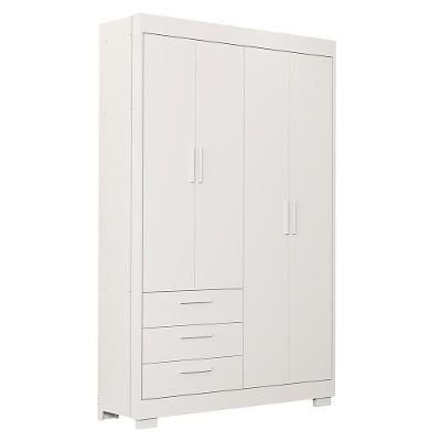 Guarda Roupa Infantil Zaki 4 Portas E 3 Gavetas Branco Fosco - Reller Móveis Branco Fosco