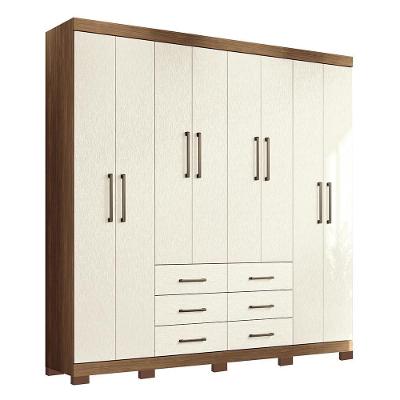 Guarda Roupa Casal Liverpool 8.6 8 Portas 6 Gavetas Jatobá-areia Com Pés - Santos Andirá Jatobá-areia