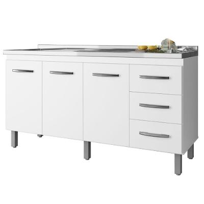 Balcão Para Pia Diana 150 Cm 3 Portas Branco Moblis