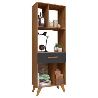 Estante Livreiro 6207 Retrô 1 Gaveta Flex Freijó-chumbo - Indékes Freijó-chumbo
