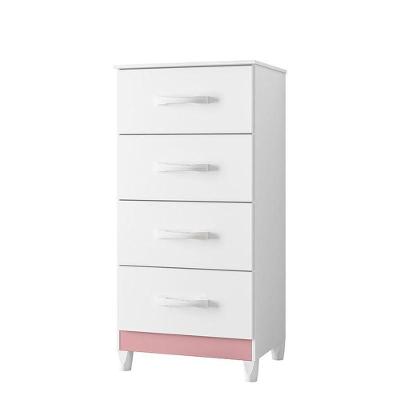 Cômoda Mobi 4 Gavetas Flex Branco-rosa - Móveis Albatroz Branco-rosa