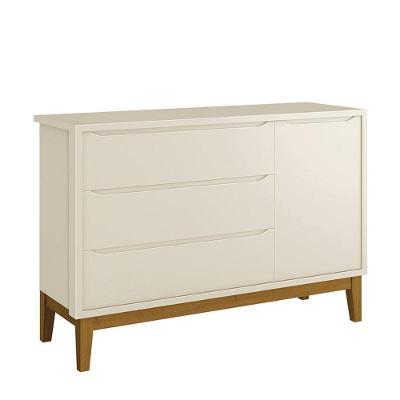 Cômoda Infantil Com Porta E 3 Gavetas Classic Areia Fosco Com Pés Amadeirado - Reller Móveis Areia Fosco