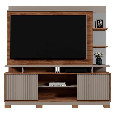 Estante Home Denver 180cm Grigio Fosco-cinamomo Mel Para Tv Até 60? - Mobler Grigio Fosco-cinamomo Mel