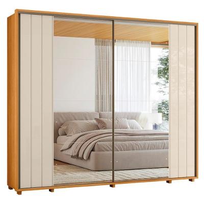 Guarda Roupa Casal Dalí Ripado 2 Portas Deslizantes Cinamomo-off White Com 8 Espelhos - Madetec Cinamomo-off White