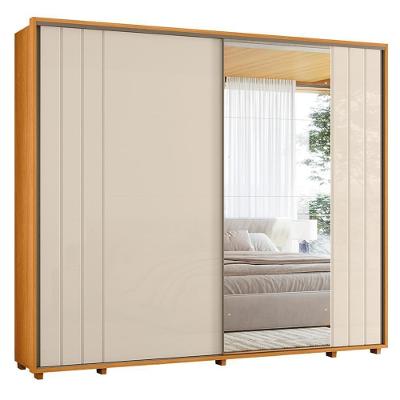 Guarda Roupa Casal Dalí Ripado 2 Portas Deslizantes Cinamomo-off White Com 4 Espelhos - Madetec Cinamomo-off White