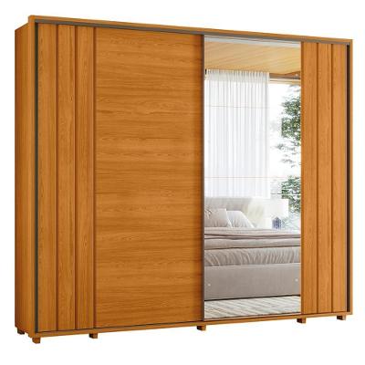 Guarda Roupa Casal Dalí Ripado 2 Portas Deslizantes Cinamomo Com 4 Espelhos - Madetec Cinamomo