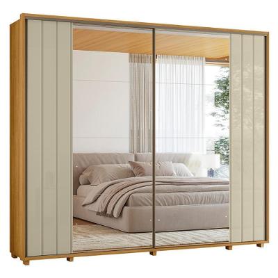 Guarda Roupa Casal Dalí Ripado 2 Portas Deslizantes Cumaru-opala Com 8 Espelhos - Madetec Cumaru-opala