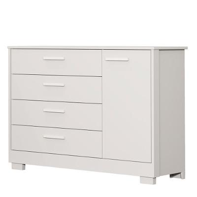 Cômoda Infantil Zaki 1 Porta E 4 Gavetas Branco Fosco - Reller Móveis Branco Fosco