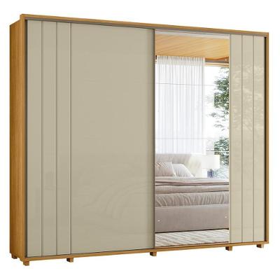 Guarda Roupa Casal Dalí Ripado 2 Portas Deslizantes Cumaru-opala Com 4 Espelhos - Madetec Cumaru-opala