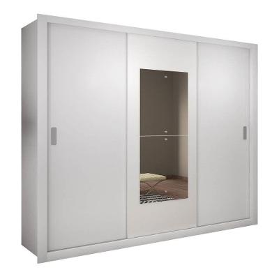 Guarda Roupa Casal 3 Portas Veneza Premium Rufato Branco