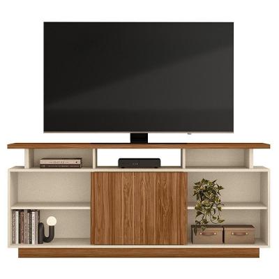 Rack Bancada Salvador 160cm Pérola Metalizado-amêndoa Para Tv Até 65? - Mobler Pérola Metalizado-amêndoa