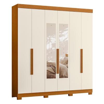 Guarda Roupa Casal Vinci 6 Portas Cinamomo-off White Com Espelho - Móveis Albatroz Cinamomo-off White