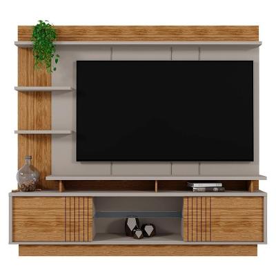 Estante Home Vinhedos 200cm Grigio Fosco-amêndoa Para Tv Até 65? - Mobler Grigio Fosco-amêndoa