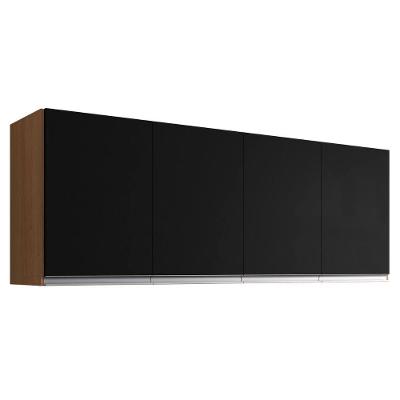 Armário Aéreo Andréia 150 Cm 4 Portas Amendoa Preto Ajl
