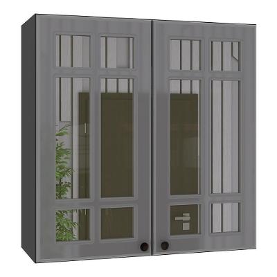 Armário Aéreo Firenze 80cm 2 Portas Chumbo-titânio Com Vidro Reflecta - Indékes Chumbo-titânio