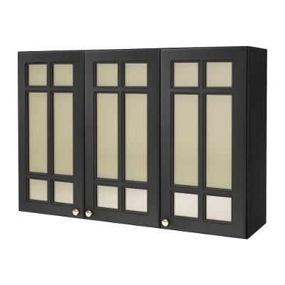Armário Aéreo Firenze 120cm 3 Portas Chumbo Com Vidro Reflecta - Indékes Chumbo