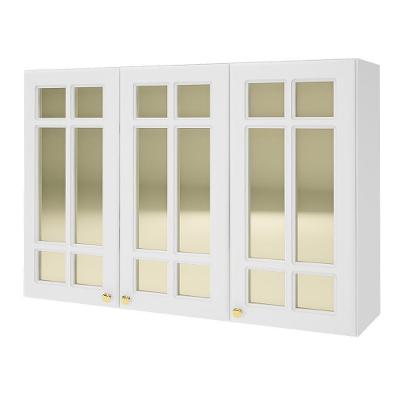 Armário Aéreo Firenze 120cm 3 Portas Branco Com Vidro Reflecta - Indékes Branco