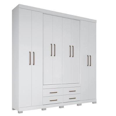 Guarda Roupa Casal Nápoles 8.4 8 Portas 4 Gavetas Branco Com Pés - Santos Andirá Branco