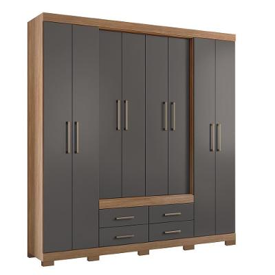 Guarda Roupa Casal Nápoles 8.4 8 Portas 4 Gavetas Jatobá-grafite Com Pés - Santos Andirá Jatobá-grafite