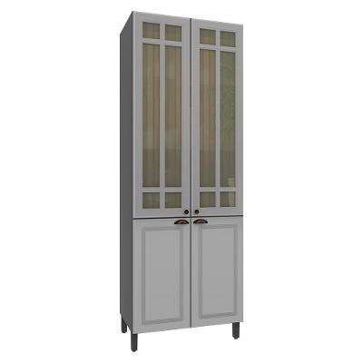 Paneleiro Firenze 80cm 4 Portas Chumbo-titânio Com Vidro Reflecta - Indékes Chumbo-titânio