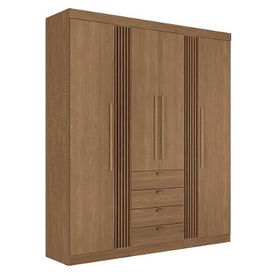 Guarda Roupa Aurora 4.4 Ripado 4 Portas E 4 Gavetas Jatobá - Santos Andirá Jatobá