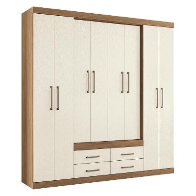 Guarda Roupa Casal Nápoles 8.4 8 Portas 4 Gavetas Jatobá-areia - Santos Andirá Jatobá-areia