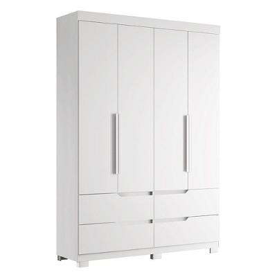 Guarda Roupa Solteiro Doble 4 Portas E 4 Gavetas Branco Fosco - Móveis Albatroz Branco Fosco