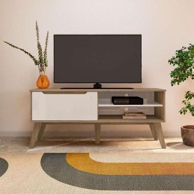 Rack Para Tv Até 60 Polegadas 134cm Com Pés Retrô 1 Porta Multimóveis Cr45323 Carvalho/off White Carvalho/off White