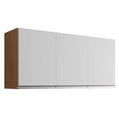 Armário Aéreo Andréia 120 Cm 3 Portas Amendoa Branco Ajl