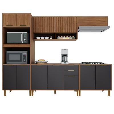 Cozinha Modulada Toronto 5 Peças Com Torre Quente 2 Fornos Freijó-chumbo - Indékes Freijó-chumbo