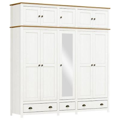 Guarda Roupa Casal Topázio 10 Portas E 3 Gavetas Branco-freijó Com Espelho - Finestra Móveis Branco-freijó