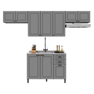 Cozinha Modulada Firenze 4 Peças Com Aéreo 120cm Chumbo-titânio - Indékes Chumbo-titânio