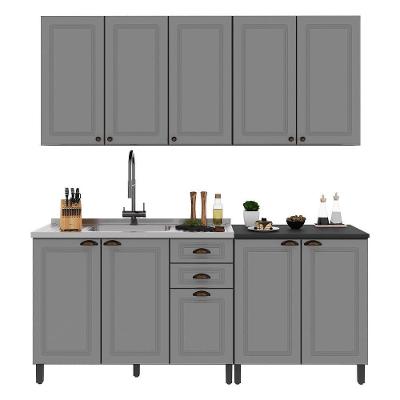 Cozinha Modulada Firenze 4 Peças Com Balcão 120cm Chumbo-titânio Sem Tampo - Indékes Chumbo-titânio
