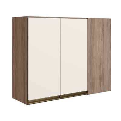 Armario Canto Reto 2p Mdf 89cm Kali 12213 Carvalho Toq Off White Cetim Nicioli Carvalho Toq Off White Cetim