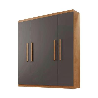 Guarda Roupa Solteiro Hera 4 Portas Rufato Imbuia Com Grafite