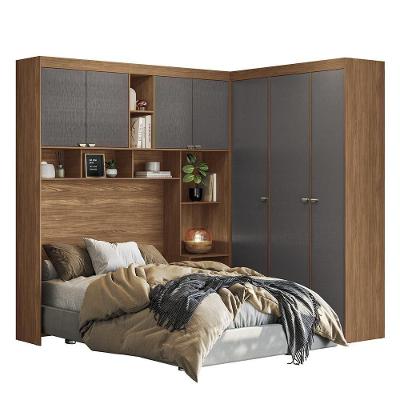 Quarto Modulado Casal Lugano Jatobá-grafite - Santos Andirá Jatobá-grafite