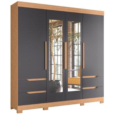 Guarda Roupa Casal Vivacce 4 Portas E 4 Gavetas Freijó-titanium Com Espelho - Móveis Albatroz Freijó-titanium