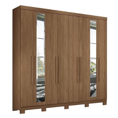 Guarda Roupa Casal Master New 8.4 8 Portas Jatobá Com Espelho E Pés - Santos Andirá Jatobá
