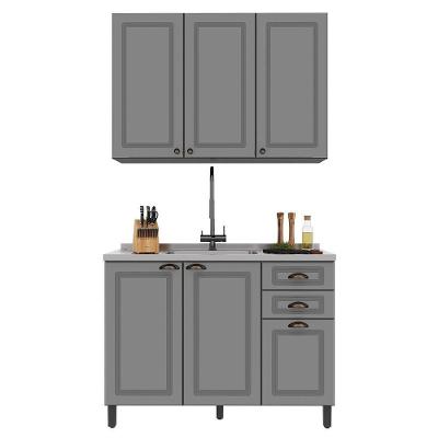 Cozinha Modulada Firenze 2 Peças Aéreo E Balcão 120cm Chumbo-titânio Sem Tampo - Indékes Chumbo-titânio