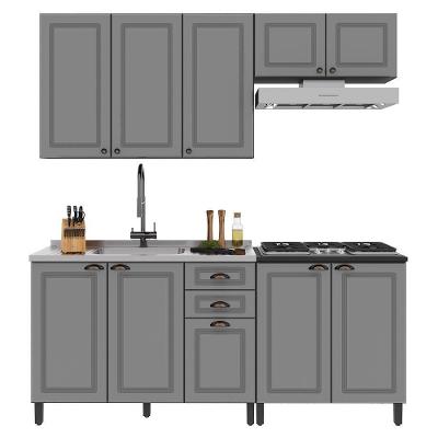 Cozinha Modulada Firenze 4 Peças Com Aéreo De Geladeira Chumbo-titânio - Indékes Chumbo-titânio