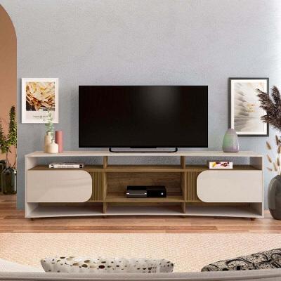 Rack Para Tv Até 86 Polegadas 220cm Com 2 Portas Multimóveis Cr45321 Off White/pinho Off White/pinho