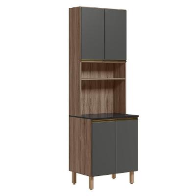 Paneleiro Duplo 4 Portas 70cm Mdf Kali 12230 Carvalho Toq Chumbo Nicioli Carvalho Toq Chumbo
