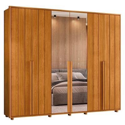 Guarda Roupa Casal Volpi Ripado 6 Portas Cinamomo Com 4 Espelhos - Madetec Cinamomo