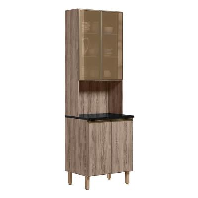 Paneleiro Duplo 4p Vidro 70cm Mdf Kali 18340 Carvalho Toq Carvalho Toq Nicioli Carvalho Toq Carvalho Toq