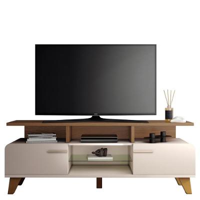 Rack Bancada Essenza 1.6 Off White-castanho Para Tv Até 60? - Hb Móveis Off White-castanho