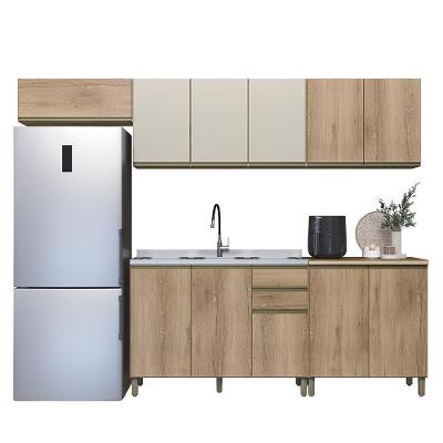 Cozinha Modulada Dinamarca 5 Peças Com Balcão 120cm Castani Sem Tampo - Indékes Castani